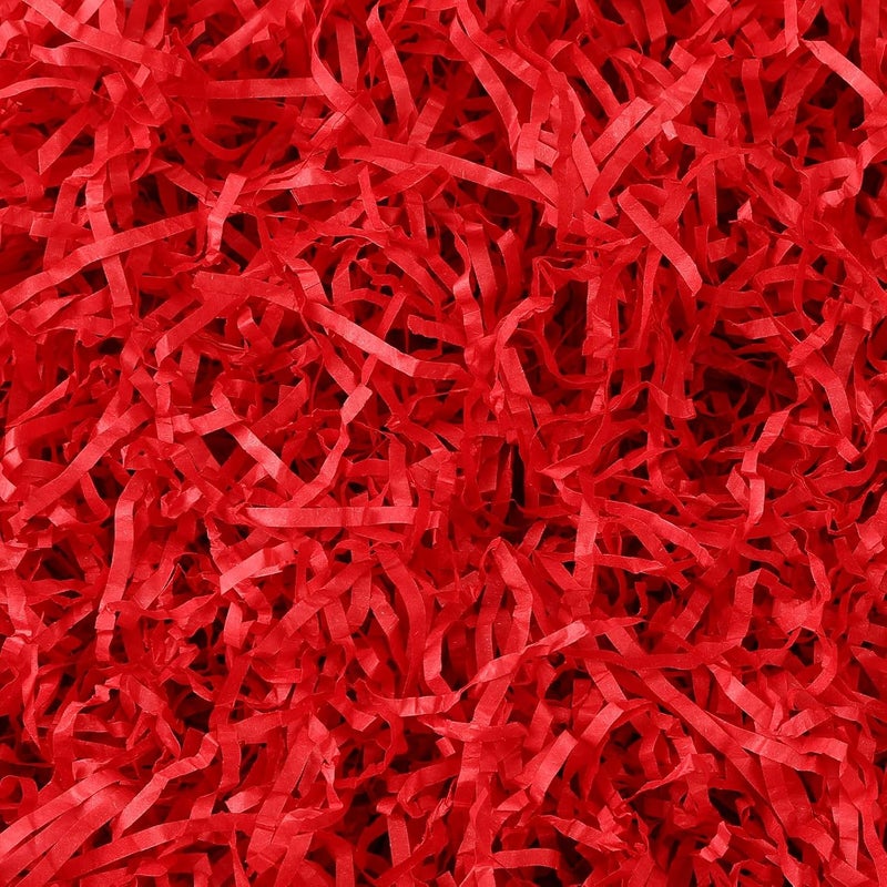 MARFOREVER 200g/7oz Christmas Red Crinkle Shredded Paper Filler for Gift Baskets, Red Raffia Grass Confetti Cut Paper Shred for Christmas Basket Stuffing Holiday Gift Box Bags Packaging Wrapping - Image 1